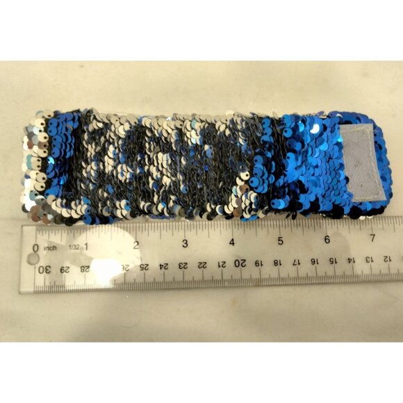 Sequin Mermaid Bracelet Silver Blue 6 inch - Picture 4 of 5